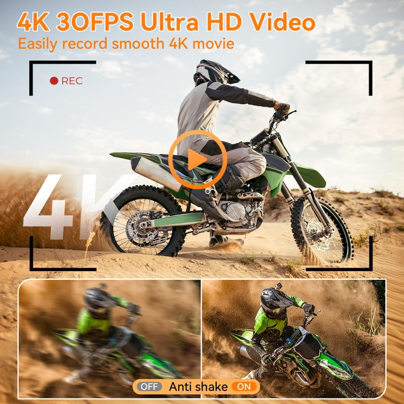 4K Digital Camera for Photography Autofocus, 50MP Vlogging Camera for Youtube with 32GB Card and 180° Flip Screen, 16X Zoom and 1500Mah Rechargeable Battery, Shoot Camera for Teens & Beginners (Black)