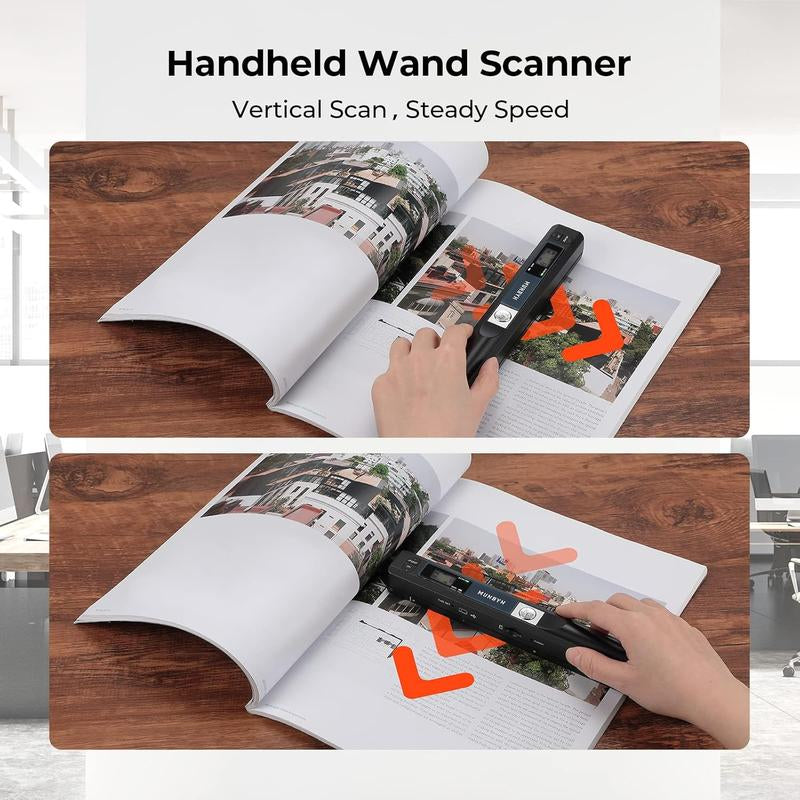 Portable Scanner, Photo Scanner for A4 Documents, with 16G SD Card,Handheld Scanner for Business, Photo, Picture, Receipts, Books, JPG/PDF Format Selection, up to 900 DPI