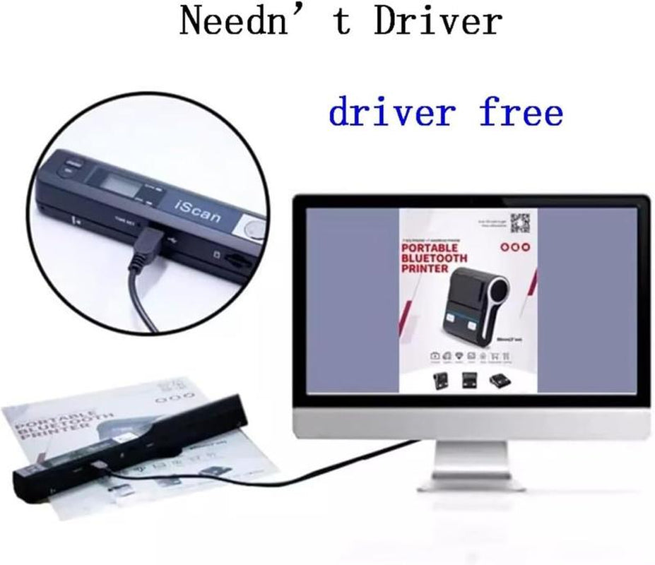 Portable Scanner, Photo Scanner for A4 Documents, with 16G SD Card,Handheld Scanner for Business, Photo, Picture, Receipts, Books, JPG/PDF Format Selection, up to 900 DPI