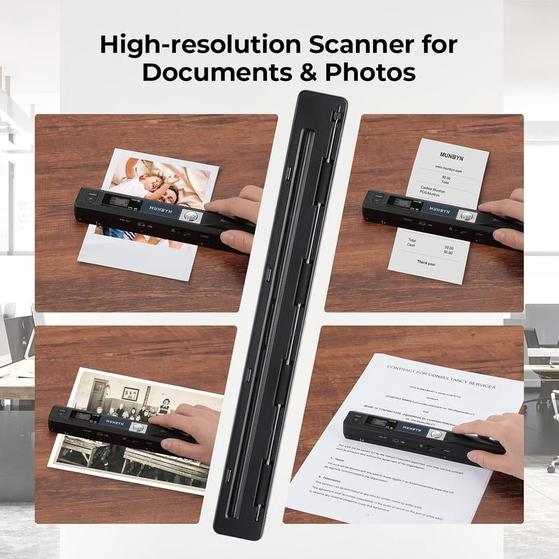 Portable Scanner, Photo Scanner for A4 Documents, with 16G SD Card,Handheld Scanner for Business, Photo, Picture, Receipts, Books, JPG/PDF Format Selection, up to 900 DPI