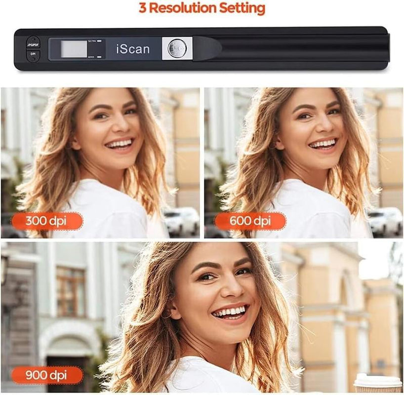 Portable Scanner, Photo Scanner for A4 Documents, with 16G SD Card,Handheld Scanner for Business, Photo, Picture, Receipts, Books, JPG/PDF Format Selection, up to 900 DPI